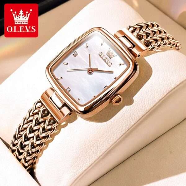 OLEVS 9951 Golden White | Elegant Women's Watch Trend Waterproof Simple Atmosphere Stainless Steel Quartz Wrist watch Original Certification