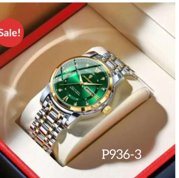 POEDAGAR 936 Golden Blue | Brand New Fashion Quartz Watch for Men Stainless Steel Sports Luminous Date Week Luxury Men'